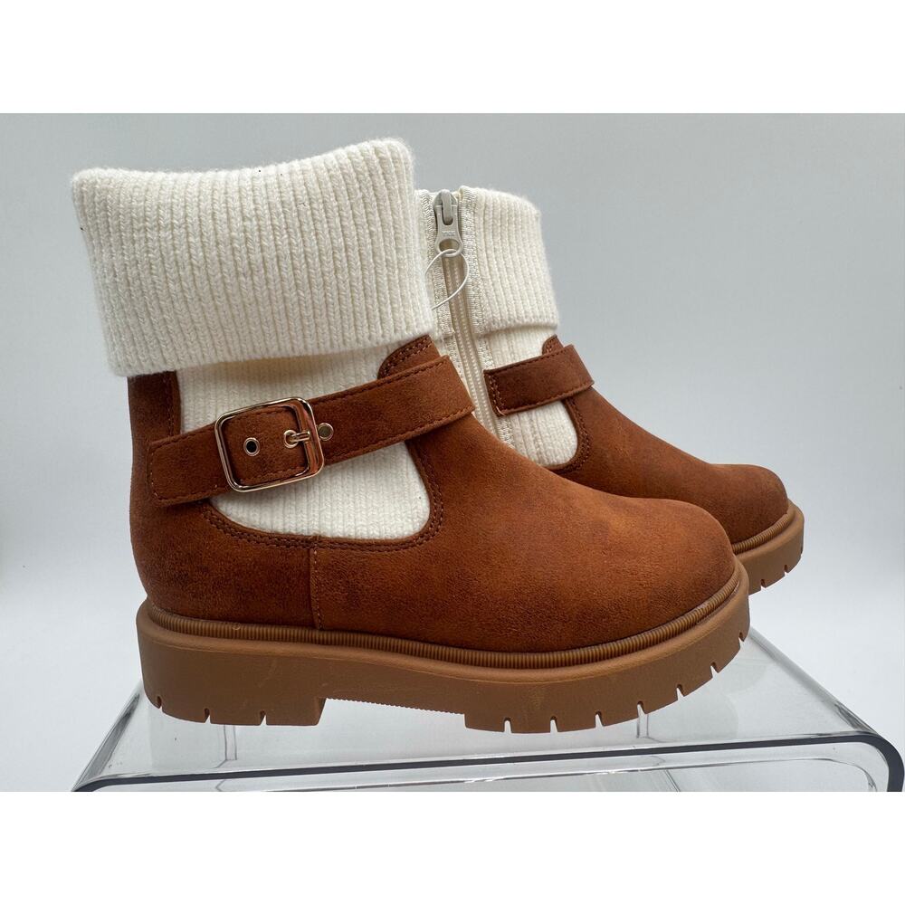 Cat & Jack Toddler Girls' Trista Zippered Booties - Cognac Size 2